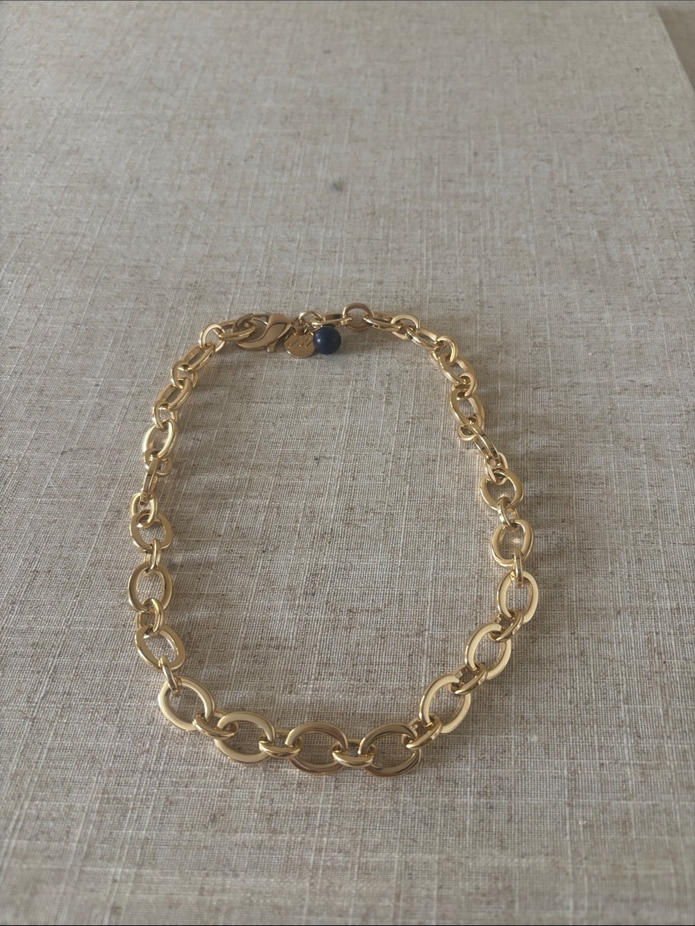 Jane Win Chunky Link Chain with Lapis Bead